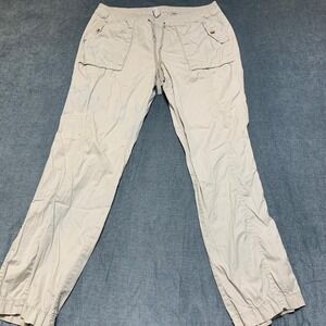 Old Navy Cargo Pants Womens Large Beige Outdoor Hiking Drawstring Straight Leg